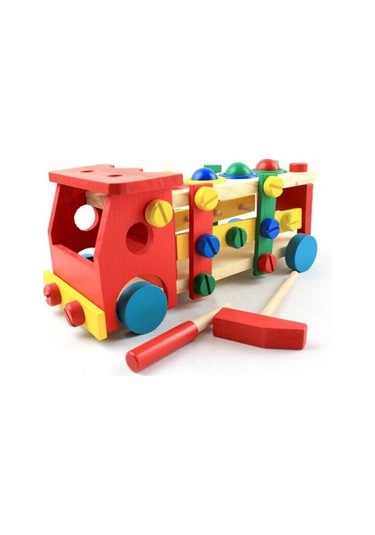 Montessori Ahşap Sök Tak - Çak Çak Kamyon Eğitici Oyuncak