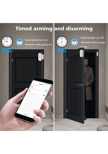 Symbee Tuya Akıllı Wifi Pencere/kapı Sensörü, Uzaktan Kontrol, 100db Sesli Alarm, 2 Adet Paket Aaa Pil Dahil Değil