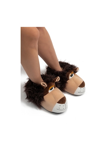 Aslan Kadın, Garson Boy Hayvanlı Panduf Kahverengi 36/41 Kahverengi