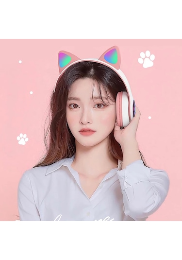 STN-28 Parlayan Kedi Kulak Katlanabilir Kablosuz Kulaklık