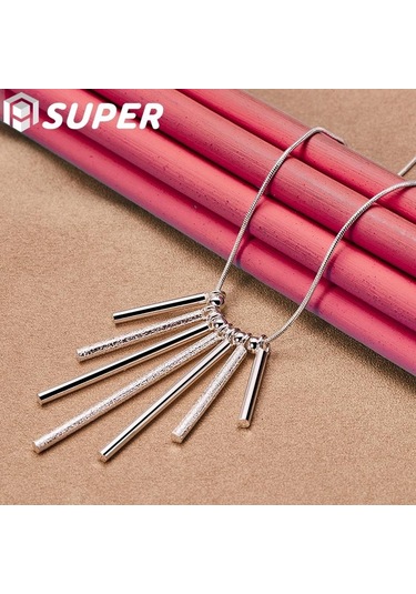 925 Ayar Gümüş Yılan Zincir Pürüzsüz Boncuk Kolye Kolye Takı