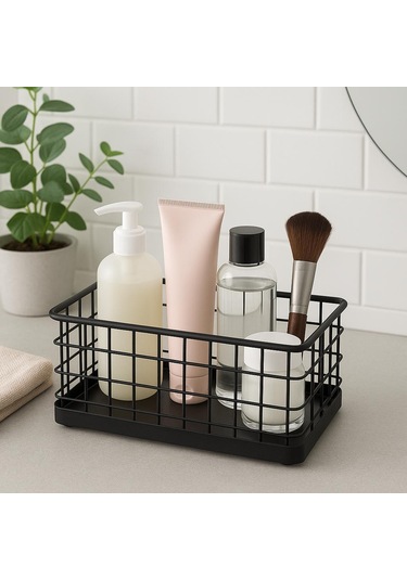 Okyanus Home Dikdörtgen Siyah Metal Organizer Sepet Mini 13,5x23 Cm Siyah