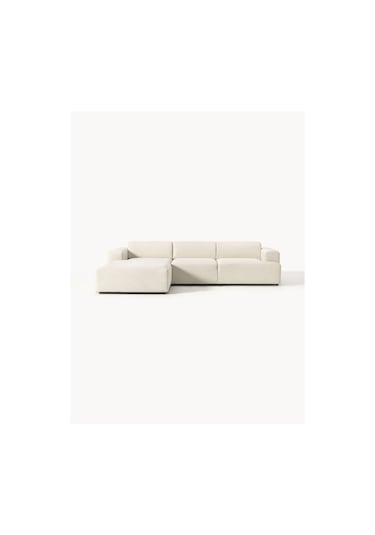 Massimo 3 Modül Sol Köşe Koltuk Takımı Kırık Beyaz Keten Kumaş Sol Kırık Beyaz