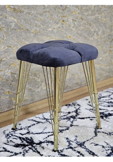 Kare Gold Kaplama Telli Ayaklı Tabure - Oturak - Bar Taburesi - A Çok Renkli