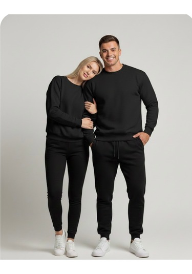 Tuba Toptaş Unisex Bay/ Sweatshirt Yuvarlak Yaka Siyah Tuba Toptaş Unisex Bay/ Sweatshirt Yuvarlak Yaka Siyah