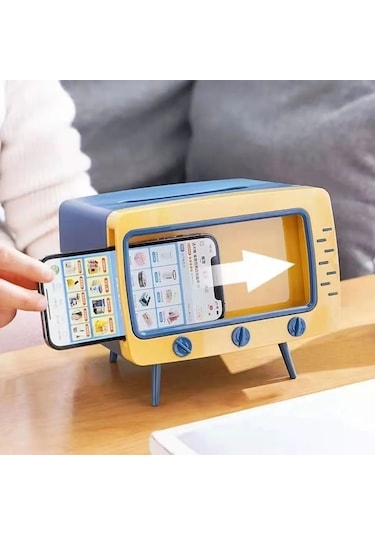 Hiçbir Çıkartma Sarı-karikatür Doku Saklama Kutusu Basit Ve Sevimli Karton Kutu Tv Plastik Sehpa Oturma Odası Çok Fonksiyonlu Cep Telefonu Standı
