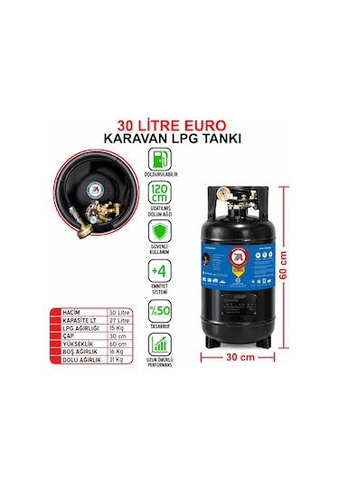 30 Litre Euro Karavan Lpg Tankı Siyah