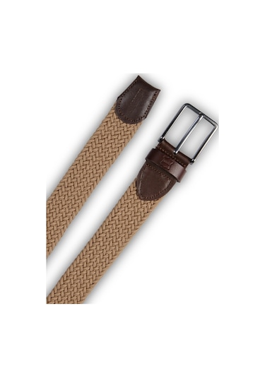 Mft Leather Hakiki Deri Erkek Örgü Esnek Kemer 3,5cm, Vizon-kahve 9858 Vizon - Kahve