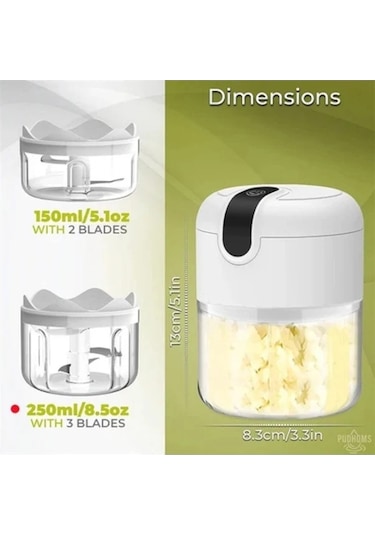 Pazly Elektrikli Sarımsak Doğrayıcı: Mini Mutfak Robotu, Hızlı Baharat Ve Sebzeler Doğrayıcı Diğer