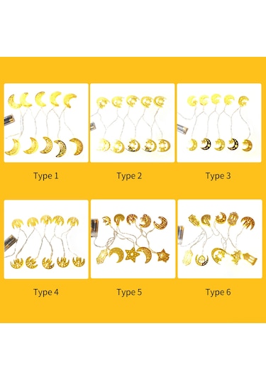 Yaozixa Ramazan Gülbaba Dekoratif Işık Zinciri 1.6m 10 Led Isınak Beyaz Sabit Aydınlatma Demir Çelik Ev Bahçe Pencere Dekoru Pil Dahil Değil Diğer