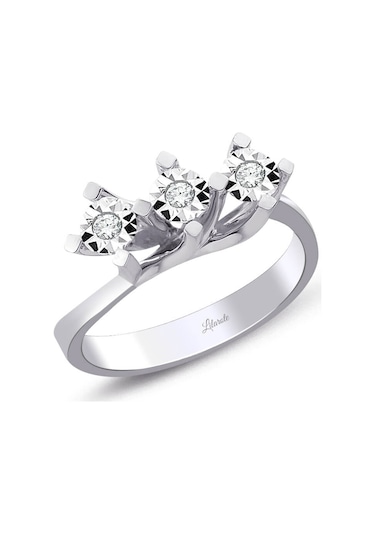 Lilarote 0.15 Ct Pırlanta Üçtaş Lazerli Yüzük