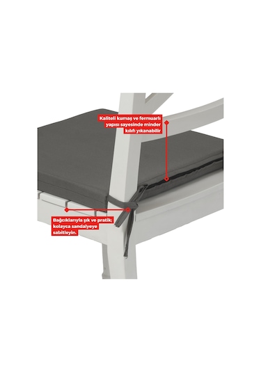 Xpermate 6'lı Sandalye Minderi Su İtici Kumaş 40 x 40 CM Antrasit