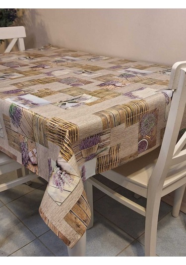 Elyaflı Pvc Muşamba - Desenli Silinebilir Masa Örtüsü Mrl157a Kahverengi
