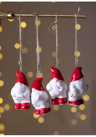The Mia Yılbaşı Ağacı Süsü Şanş Cücesi 4lü Set 4x4x7 Cm 4 Adet
