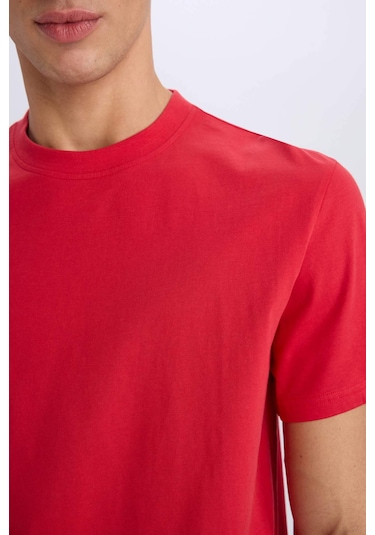 DeFacto %100 Pamuk New Regular Fit Bisiklet Yaka Basic Düz Kısa Kollu Tişört V7699AZ25SPRD79