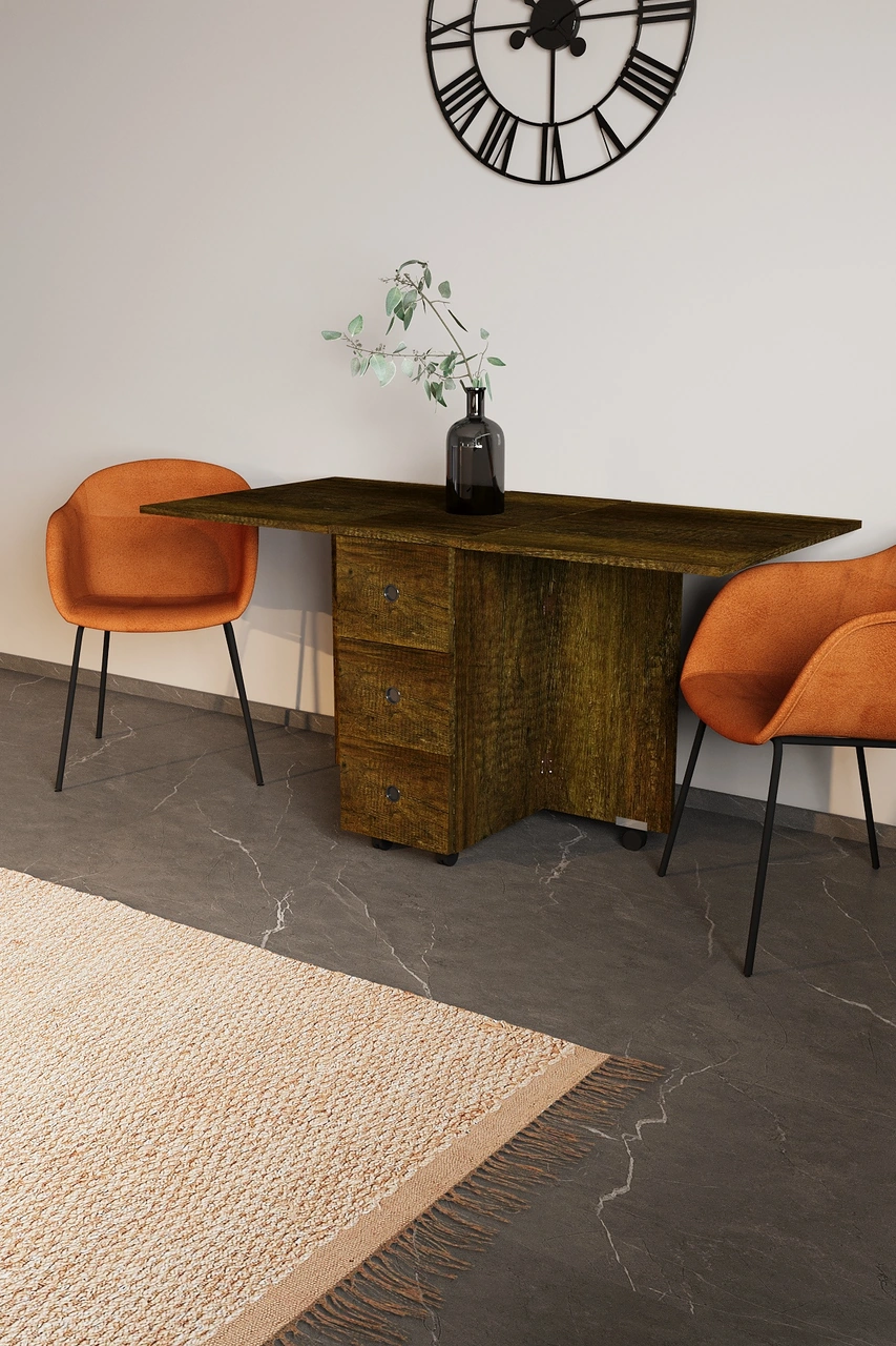 Lagertha Yemek Masası Mutfak Masası Koyu Ceviz