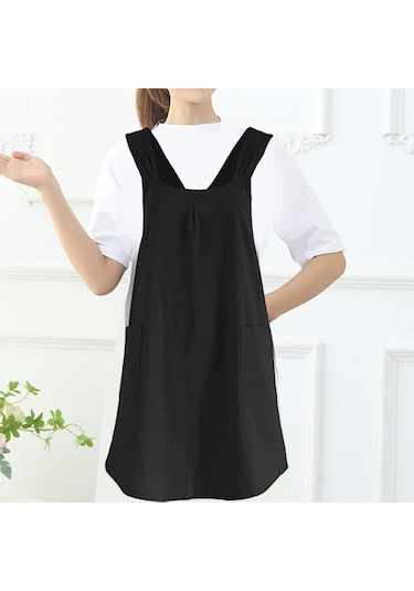 Homyl Japon Stilleri Çapraz Arka Önlük Yumuşak Pinafore Siyah Siyah