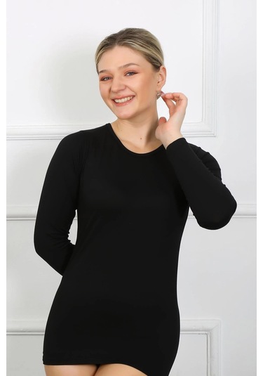 Giyim Bayan Uzun Kol Body Siyah Siyah