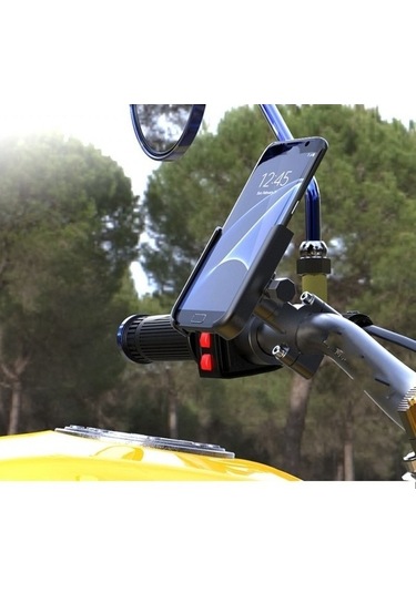 Pazly Tutucu - Motosiklet Telefon Montajı, 360 Dönebilir Alüminyum Gidon Braketi - Qf - -