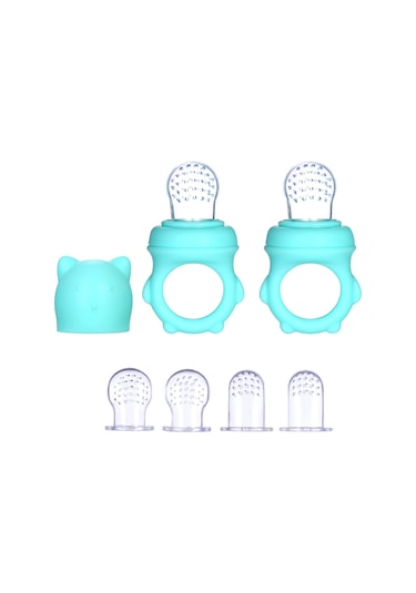 Xindoker Bebek Meyve Sebze Yeme Aleti, 3 Farklı Boyutlu Silikon Emzikli 2 Adet , Yeşil, Sağlıklı Beslenme Aracı