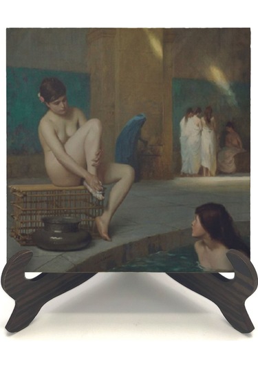 Hamamda Nü Jean-léon Gérôme, 1889 Baskılı Mdf Masaüstlük 10x10