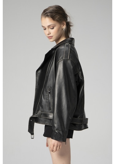Dericlub Wm031 Oversize Biker Unisex Silme Deri Mont