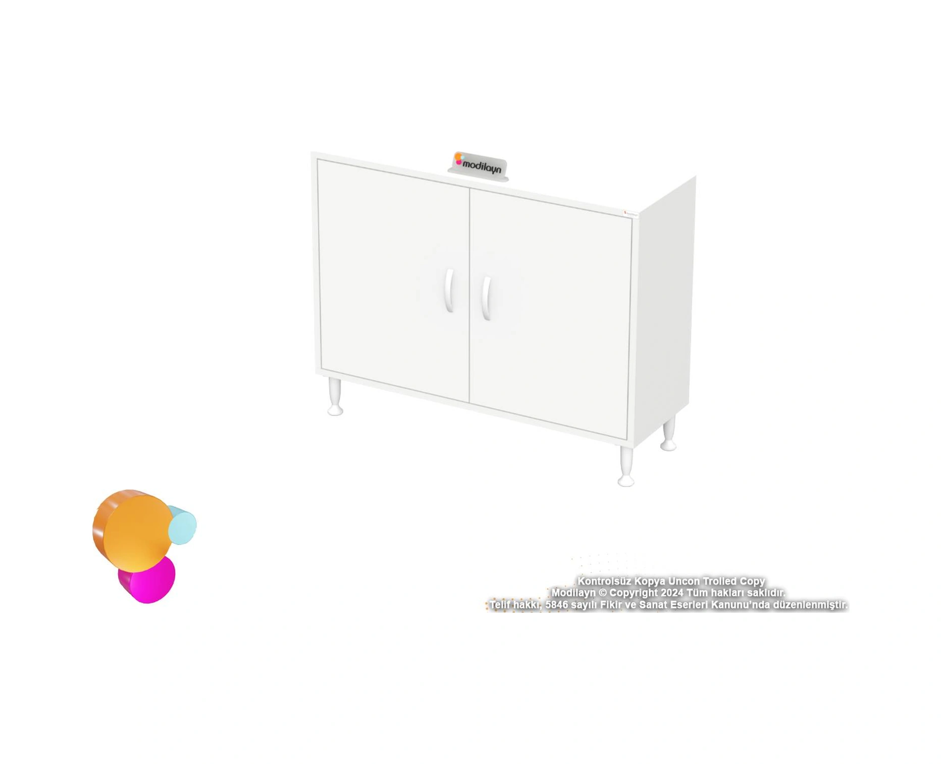 Efil Dolap Dar Alanlar İçin Çok Amaçlı Dolap 2 Kapaklı 2 Göz Raf Dolap 100x75x32,5 Cm Beyaz