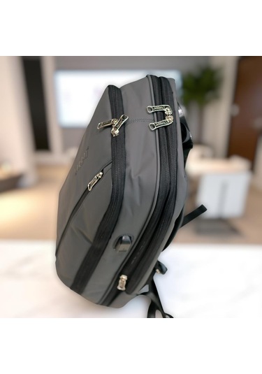 Laptop Gözlü Ve Körüklü İnce Tasarım Sırt Çantası Baggaj S24133 Gri