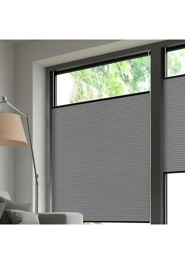 Perdema Yapışkanlı Honeycomb Plise %100 Karartma Cam Balkon Perdesi - Ofis Perdesi - Mutfak Perdesi - Salon Gri