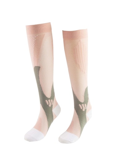 Xindoker Erkek Kadın Spor Koşu Yoga Kompresyon Çorapları, Teri Emici Koku Engellici, Dayanıklı Elastik Uzun Bilek Çorapları Pembe Pembe