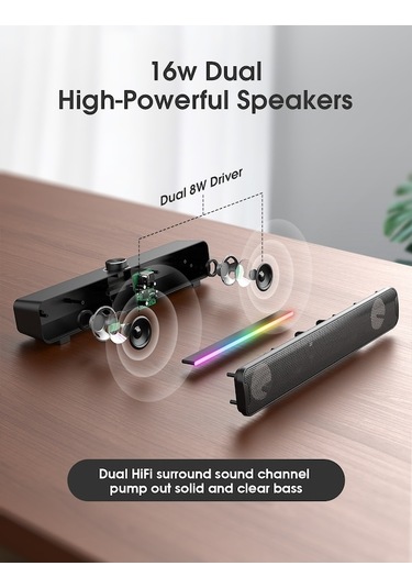 Trendooze Springsun Onıkuma L16 Bilgisayar Ses Rgb Masaüstü Subwoofer Hoparlörler Masaüstü Ev Dizüstü Oyun Küçük Hoparlörler Bluetooth Dz
