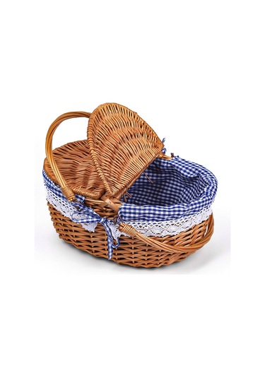 Homyl Piknik Sepeti Kırsal Pratik Hasır Depolama Park Açık Kırmızı Kareli