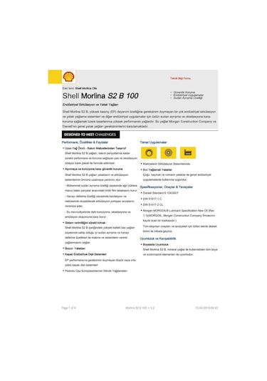 Shell Morlina S2 B 100 Sirkülasyon Yağı Bidon 20 L