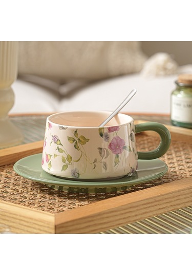 Aurora Seramik Kahve Fincanıve Tabağıseti İçek Beyaz