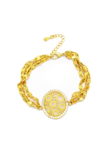 Bz 22 Ayar Altın Kaplama Spor Zirkon Taşlı Bayan Bileklik Blk-317 Gold