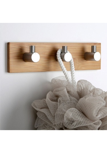 Sones Paslanmaz Çelik Bambu Ahşap Üç Sıralı Kanca Mutfak Banyo Kapısı Yapışkan Kanca Üç Kanca Diğer