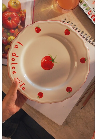 Rakle x Bengi Kurtcebe Pomodoro Stoneware 4'lü Servis Tabağı Seti 28 cm