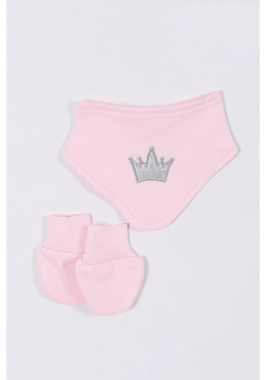 Prenses Desenli Müslin Kız Bebek Hastane Çıkışı Bebek Kıyafetleri Yenidoğan Hastane Çıkış Seti 5 Li Pembe