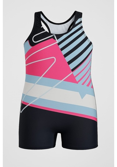 Kız Çocuk Deniz Yüzücü Mayoları 5-16 Yaş 11922 Pembe - Lacivert