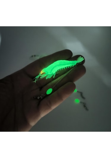 Valkyrie Fosforlu Gerçekçi Silikon Karides Balık Yemi 5 Adet Kutulu - 7.5 CM - 5.5 GR