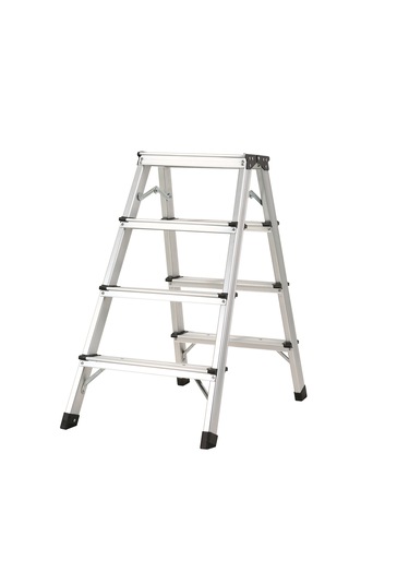 Asil 4+4 Basamaklı Çift Taraflı Çift Çıkışlı Alüminyum Katlanır Merdiven 150 Kg Kapasiteli Kaymaz Taban 1 Adet