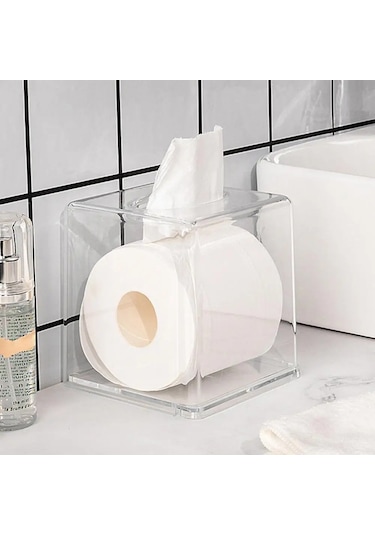 12cm X 12cm X 13.5cm-nordic Şeffaf Akrilik Doku Kutusu Kağıt Peçete Konteyner Organizerev Oturma Odası Banyo Yüz Havlusu Saklama Kutusu Doku Kutusu