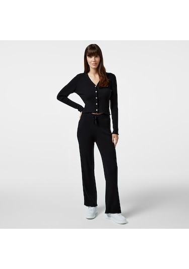 Nautica Kadın Siyah Slim Fit Hırka Desenli 47s004t Siyah