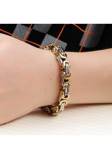 Gümüş Hnsp 8mm Paslanmaz Çelik El Zinciri Erkekler Için Bilezik Motosiklet Bisikletleri Kaya Erkek Takı 18cm