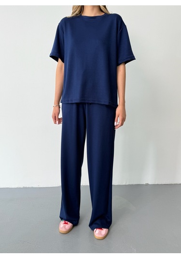 Kadın Modal Kısa Kolu Soft Touch Spor Takım Lacivert