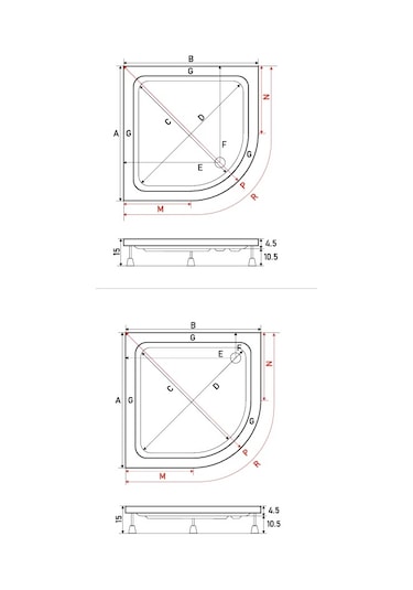 Shower 90X90 Oval Duş Teknesi