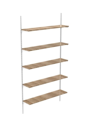 5 Katlı Kitaplık - Ahşap Duvar Rafı, Dekoratif Raf 30x60 Cm-ham Mdf Ham