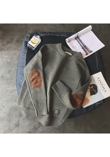 Erkekler İçin Kore Tarzı Kazak Gri