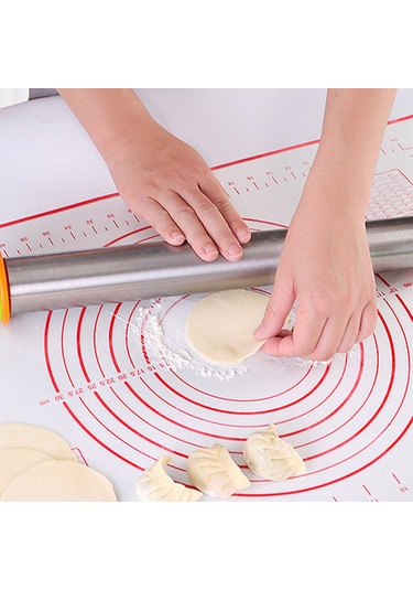 Konesam Kırmızı 50x40cm Ölçülü Silikon Hamur Hazırlama Matı - Fırın Ve Barbekü İçin Tekrarlı Kullanımlı Pastacılık Aracı Kırmızı