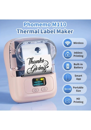 Hightower Phomemo M110 Akıllı Etiket Yazıcı - Pembe, Kablosuz, Telefon Ve Laptop Uyumlu Diğer